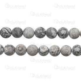 1112-0754-M-10mm - Natural Semi Precious Stone Bead Black Jasper Matt Round 10mm 1mm Hole 15.5" String 1112-0754-M-10mm,Beads,Stones,montreal, quebec, canada, beads, wholesale