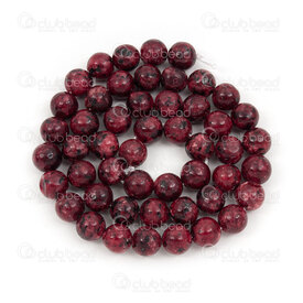 1112-0758-2-8mm - Natural Semi Precious Stone Bead Red Sesame Jasper Dyed Round 8mm 0.8mm Hole 15.5" String 1112-0758-2-8mm,jaspe,montreal, quebec, canada, beads, wholesale