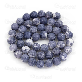 1112-0758-3-8mm - Natural Semi Precious Stone Bead Blue Sesame Jasper Round 8mm 0.8mm Hole 15.5" String 1112-0758-3-8mm,jaspe,montreal, quebec, canada, beads, wholesale
