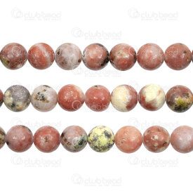 1112-0765-10mm - Natural Semi Precious Stone Bead Red Sesame Jasper Round 10mm 1mm Hole 15.5" String 1112-0765-10mm,montreal, quebec, canada, beads, wholesale