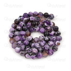 1112-0768-6mm - Natural Semi Precious Stone Bead Fire Agate White-Purple Dyed Round 6mm 0.8mm Hole 15.5'' String 1112-0768-6mm,montreal, quebec, canada, beads, wholesale