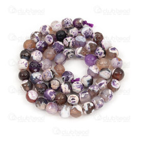 1112-0768-F-6mm - Natural Semi Precious Stone Bead Faceted Fire Agate White-Purple Dyed Round 6mm 0.8mm Hole 15in String 1112-0768-F-6mm,pierre fine naturel facette,montreal, quebec, canada, beads, wholesale