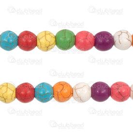 1112-0773-10mm - Semi precious stone bead round 10mm reconstructed dyed mixed magnesite 16\" string 1112-0773-10mm,montreal, quebec, canada, beads, wholesale