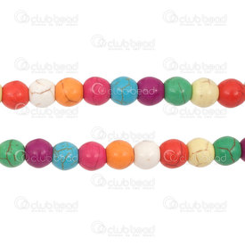 1112-0773-8mm - Semi precious stone bead round 8mm reconstructed dyed mixed magnesite 16\" string 1112-0773-8mm,montreal, quebec, canada, beads, wholesale