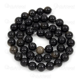 1112-0776-8mm - Natural Semi-Precious Stone Bead Prestige Gold Obsidian Round 8mm Gold Obsidian 0.8mm Hole 15in String (app45pcs) Mexico 1112-0776-8mm,Obsidienne,Bead,Prestige,Natural,Natural Semi-Precious Stone,8MM,Round,Round,Black,0.8mm Hole,Mexico,15in String (app45pcs),Gold Obsidian,montreal, quebec, canada, beads, wholesale