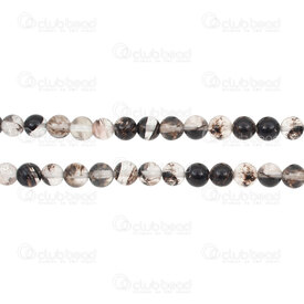 1112-0786-6mm - Natural Semi Precious Stone Bead Black-White Quartz Round 6mm 0.8mm Hole 15.5" String 1112-0786-6mm,Semi-Precious Stone Beads and Pendants ,montreal, quebec, canada, beads, wholesale