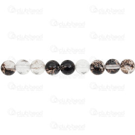 1112-0786-8mm - Bille de Pierre Fine Naturelle Quartz Noir-Blanc Rond 8mm Trou 0.8mm Corde de 15.5 Pouces 1112-0786-8mm,montreal, quebec, canada, beads, wholesale
