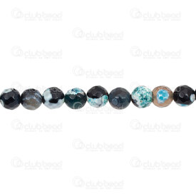 1112-0787-8mm - Natural Semi Precious Stone Bead Prestige Faceted Fire Agate Blue-Green-White Round 8mm 0.8mm Hole 15.5" String 1112-0787-8mm,montreal, quebec, canada, beads, wholesale