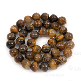 1112-0802-2-10MM - Natural Semi Precious Stone Bead Tiger Eye B Grade Round 10mm 1mm Hole 15.5" String 1112-0802-2-10MM,1112-,montreal, quebec, canada, beads, wholesale