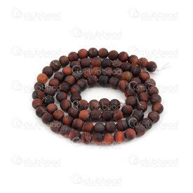1112-0806-M-4mm - Bille de Pierre Fine Naturelle Oeil de Tigre Rouge Mat Teint Rond 4mm Trou 0.5mm Corde de 15po 1112-0806-M-4mm,Natural Semi Precious Stone Bead Tiger Eye Round,montreal, quebec, canada, beads, wholesale