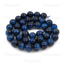 1112-0807-10MM - Natural Semi-Precious Stone Bead Prestige Tiger Eye Round 10mm Tiger Eye Blue Dyed 1mm Hole 15in String (app38pcs) Brazil 1112-0807-10MM,Beads,10mm,Bead,Prestige,Natural,Natural Semi-Precious Stone,10mm,Round,Round,Blue,Blue,Dyed,1mm Hole,Brazil,montreal, quebec, canada, beads, wholesale