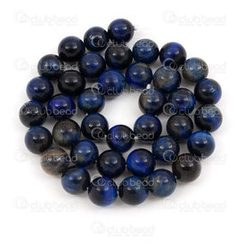 1112-0807-2-10mm - Bille de Pierre Fine Naturelle Prestige Oeil de Tigre Rond 10mm Bleu Teint Trou 1mm Corde 15po (env38pcs) Brézil 1112-0807-2-10mm,Gamme haute qualité,montreal, quebec, canada, beads, wholesale