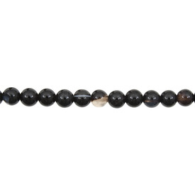 *1112-0809-4MM - Semi-precious Stone Bead Round 4MM Black Laced Agate 16'' String *1112-0809-4MM,montreal, quebec, canada, beads, wholesale