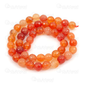 1112-0811-F-8mm - Natural Semi Precious Stone Bead Faceted Carnelian Round 8mm 0.8mm Hole 15.5'' String 1112-0811-F-8mm,Cornaline,montreal, quebec, canada, beads, wholesale