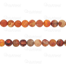 1112-0829-M-8mm - Natural Semi Precious Stone Bead Stripped Agate Burnt Orange Matt Round 8mm 0.8mm Hole 15.5" String 1112-0829-M-8mm,montreal, quebec, canada, beads, wholesale