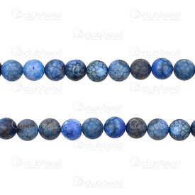 1112-0841-8mm - Bille de Pierre Fine Naturelle Agate Craquelé Bleu Teint Rond 8mm Trou 0.8mm Corde de 15.5 pouces 1112-0841-8mm,montreal, quebec, canada, beads, wholesale