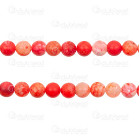 1112-0842-8mm - Natural Semi Precious Stone Bead Cracked Agate Bright Orange Dyed Round 8mm 0.8mm Hole 15.5" String 1112-0842-8mm,1112-0,montreal, quebec, canada, beads, wholesale