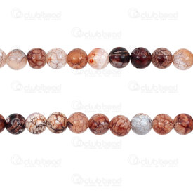 1112-0848-8mm - Natural Semi Precious Stone Bead Cracked Fire Agate Brown Round 8mm 0.8mm Hole 15.5'' String 1112-0848-8mm,Beads,Stones,Semi-precious,montreal, quebec, canada, beads, wholesale