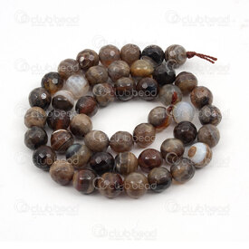 1112-0848-F-8mm - Natural Semi Precious Stone Bead Faceted Stripped Fire Agate Brown Round 8mm 0.8mm Hole 15.5'' String 1112-0848-F-8mm,montreal, quebec, canada, beads, wholesale