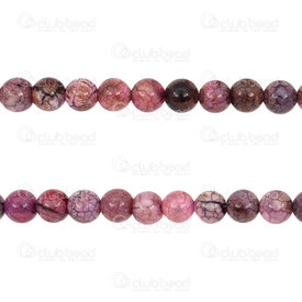 1112-0849-8mm - DISC Natural Semi Precious Stone Bead Cracked Agate Fushia Dyed Round 8mm 0.8mm Hole 15.5" String 1112-0849-8mm,1112-0,montreal, quebec, canada, beads, wholesale