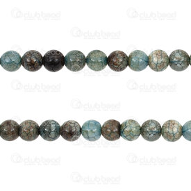 1112-0855-8mm - Natural Semi Precious Stone Bead Cracked Agate Teal-Grey Dyed Round 8mm 0.8mm Hole 15.5'' String 1112-0855-8mm,Beads,Stones,Semi-precious,montreal, quebec, canada, beads, wholesale