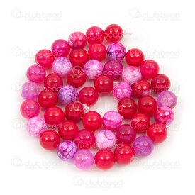 1112-0857-8mm - Natural Semi Precious Stone Bead Cracked Agate Fushia-Bright Pink Dyed Round 8mm 0.8mm Hole 15.5" String 1112-0857-8mm,Beads,Stones,Semi-precious,montreal, quebec, canada, beads, wholesale