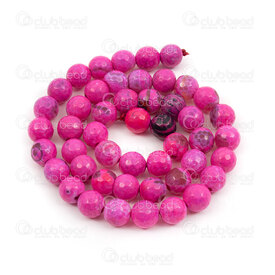 1112-0857-F-8mm - Natural Semi Precious Stone Bead Faceted Agate Bright Pink Dyed Round 8mm 0.8mm Hole 15.5" String 1112-0857-F-8mm,Beads,Stones,montreal, quebec, canada, beads, wholesale