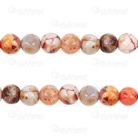 1112-0858-10mm - DISC Natural Semi Precious Stone Bead Cracked Agate Tangerine Dyed Round 10mm 1mm Hole 15.5" String 1112-0858-10mm,Beads,Stones,Semi-precious,montreal, quebec, canada, beads, wholesale