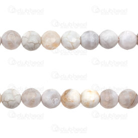 1112-0860-F-10mm - Natural Semi Precious Stone Bead Faceted Cracked Fire Agate White-Grey Round 10mm 1mm Hole 15.5" String 1112-0860-F-10mm,montreal, quebec, canada, beads, wholesale