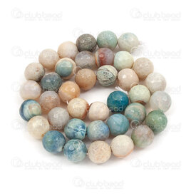 1112-0861-2F-10mm - Natural Semi Precious Stone Bead Faceted Cracked Fire Agate Teal-White Round 10mm 1mm Hole 15.5\" String 1112-0861-2F-10mm,Beads,Stones,Semi-precious,montreal, quebec, canada, beads, wholesale