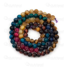 1112-0867-2-4mm - Natural Semi Precious Stone Bead Prestige Tiger Eye Round 4mm Mix 7 Color 0.5mm Hole 15in String Brazil 1112-0867-2-4mm,montreal, quebec, canada, beads, wholesale
