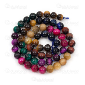 1112-0867-2-6mm - Natural Semi Precious Stone Bead Prestige Tiger Eye Round 6mm Mix 7 Color 0.8mm Hole 15in String Brazil 1112-0867-2-6mm,montreal, quebec, canada, beads, wholesale