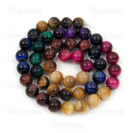 1112-0867-2-8mm - Natural Semi Precious Stone Bead Prestige Tiger Eye Round 8mm Mix 7 Color 0.8mm Hole 15in String Brazil 1112-0867-2-8mm,montreal, quebec, canada, beads, wholesale