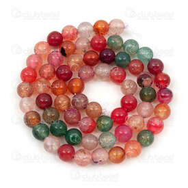 1112-0869-6mm - Natural Semi Precious Stone Bead Cracked Agate Red-Green Christmas Dyed Round 6mm 0.8mm Hole 15in String 1112-0869-6mm,CHRISTMAS,montreal, quebec, canada, beads, wholesale