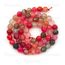 1112-0869-F-6mm - Natural Semi Precious Stone Bead Faceted Cracked Agate Red-Green Christmas Dyed Round 6mm 0.8mm Hole 15in String 1112-0869-F-6mm,Pierre rond 6mm,montreal, quebec, canada, beads, wholesale