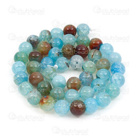 1112-0873-8mm - Natural Semi Precious Stone Bead Cracked Agate Ice Blue-Orange Dyed Round 8mm 0.8mm Hole 15.5" String 1112-0873-8mm,montreal, quebec, canada, beads, wholesale