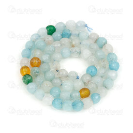 1112-0873-F-6mm - Natural Semi Precious Stone Bead Faceted Cracked Agate Ice Blue-Orange Round 6mm 0.8mm hole 15 String 1112-0873-F-6mm,pierre fine bleu rond 6mm,montreal, quebec, canada, beads, wholesale