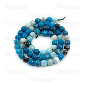 1112-0878-6mm - Natural Semi Precious Stone Bead Faceted Stripped Agate Bleu 3 tones Dyed Round 6mm 0.8mm Hole 15in String 1112-0878-6mm,ton,montreal, quebec, canada, beads, wholesale