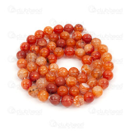 1112-0879-2-6mm - Bille de Pierre Fine Naturelle Agate de Feu Craquelé Orange Vif Teint Rond 6mm Trou 0.8mm Corde de 15po 1112-0879-2-6mm, Natural Semi Precious Stone Bead Cracked Agate,montreal, quebec, canada, beads, wholesale