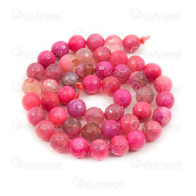 1112-0880-8mm - Natural Semi Precious Stone Bead Faceted Cracked Fire Agate Bright Pink Dyed Round 8mm 0.8mm Hole 15in String 1112-0880-8mm,Agate rose craquele,montreal, quebec, canada, beads, wholesale