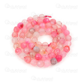 1112-0880-F-6mm - Natural Semi Precious Stone Bead Faceted Cracked Fire Agate Bright Pink Dyed Round 6mm 0.8mm Hole 15.5" String 1112-0880-F-6mm,agate,montreal, quebec, canada, beads, wholesale