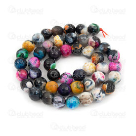 1112-0881-F-8mm - Natural Semi Precious Stone Bead Faceted Fire Agate Black Rainbow Dyed Round 8mm 0.8mm Hole 15in String 1112-0881-F-8mm,arc,montreal, quebec, canada, beads, wholesale