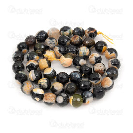 1112-0882-8mm - Bille de Pierre Fine Naturelle Facetté Agate de Feu Noir-Orange Pale Rond 8mm Trou 0.8mm Corde de 15po 1112-0882-8mm,Orange Round bead 8mm,montreal, quebec, canada, beads, wholesale