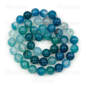 1112-0884-2-8mm - Bille de Pierre Fine Naturelle Agate de Feu Craquelé Sarcelle Teint Rond 8mm Trou 0.8mm Corde de 15po 1112-0884-2-8mm,agate,montreal, quebec, canada, beads, wholesale