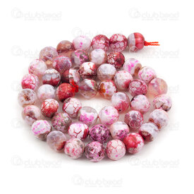 1112-0886-8mm - Natural Semi Precious Stone Bead Faceted Cracked Fire Agate Light Pink-White Dyed Round 8mm 0.8mm Hole 15.5" String 1112-0886-8mm,Beads,rose pale,montreal, quebec, canada, beads, wholesale