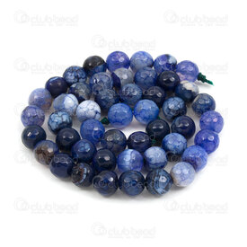 1112-0893-8mm - Natural Semi Precious Stone Bead Faceted Cracked Fire Agate Royal Blue Dyed Round 8mm 0.8mm Hole 15.5" String 1112-0893-8mm,1112-0,montreal, quebec, canada, beads, wholesale