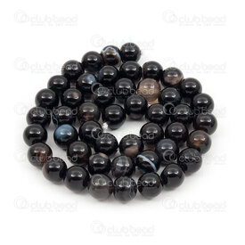 1112-0894-8mm - Natural Semi Precious Stone Bead Striped Fire Agate Black-Brown Dyed Round 8mm 0.8mm Hole 15.5'' String 1112-0894-8mm,Beads,Stones,montreal, quebec, canada, beads, wholesale