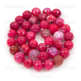 1112-0898-F-10mm - Natural Semi Precious Stone Bead Cracked Fire Agate Fushia Faceted Round 10mm 1mm hole 15.5'' String 1112-0898-F-10mm,facette,montreal, quebec, canada, beads, wholesale