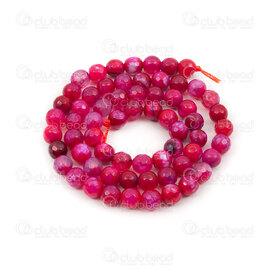 1112-0898-F-6mm - Semi Precious Stone Bead Round 6mm Cracked Fire Agate Fushia Faceted 1mm hole 15in String 1112-0898-F-6mm,fushia,montreal, quebec, canada, beads, wholesale