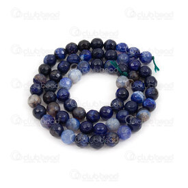 1112-0908-F-6mm - Natural Semi Precious Stone Bead Faceted Cracked Agate Dark Blue Dyed Round 6mm 0.8mm Hole 15.5" String 1112-0908-F-6mm,Beads,Stones,montreal, quebec, canada, beads, wholesale
